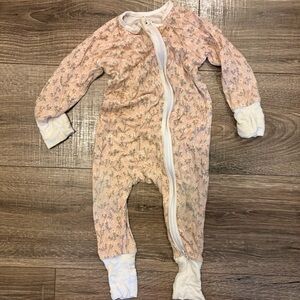 Caden Lane Pink Floral Zip-Up Footed Baby One-Piece